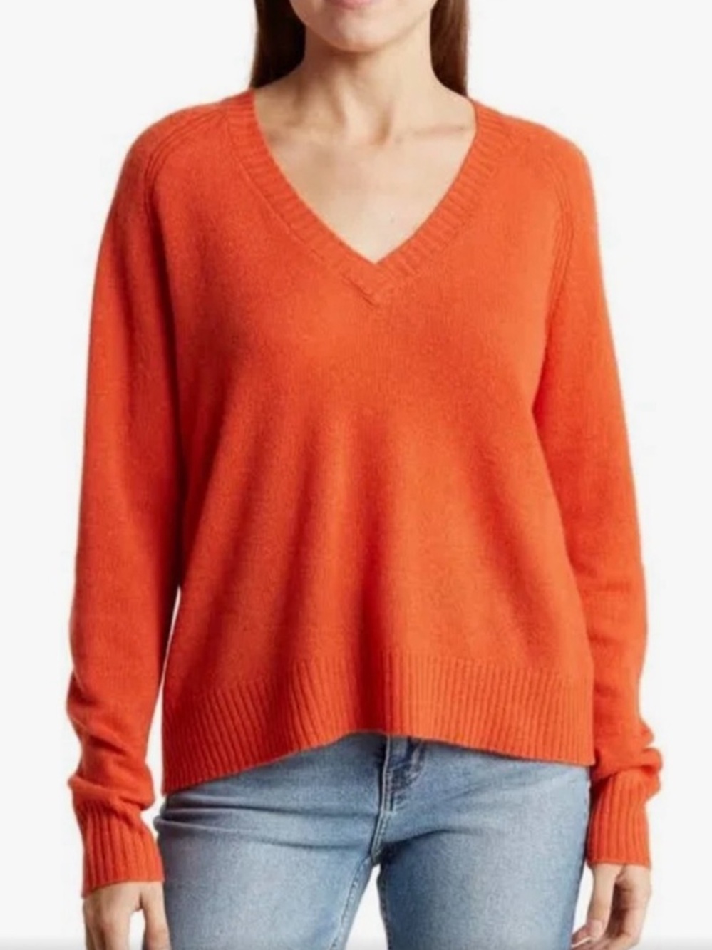 BOGO! 360 Cashmere V-Neck 100% Cashmere Sweater Orange Size Medium